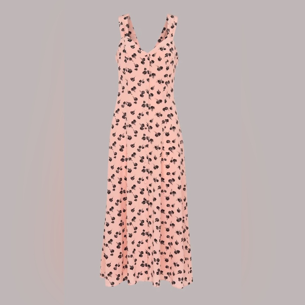 Whistles pink scattered carnation midi dress